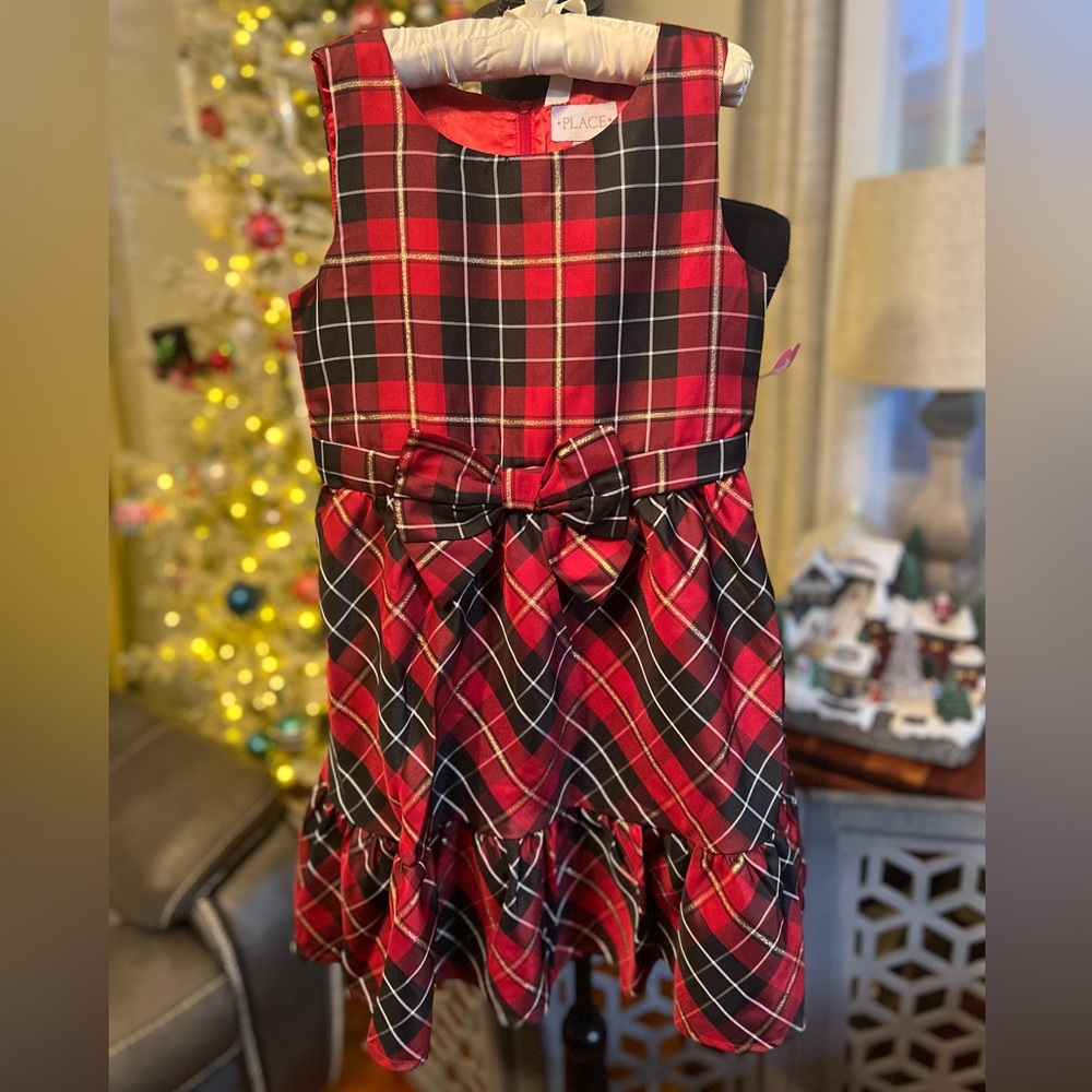 NWT- Children’s Place Beautiful Sleeveless Dressy Dress, Classic Red Plaid